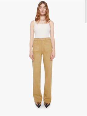 NWT MOTHER Superior The Patch Pocket Bookie Sneak Jeans Latte Tan Flare 31
